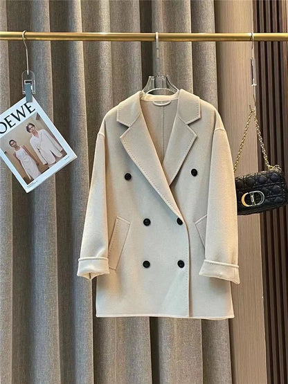 GENHUA 2025 automne hiver nouveaux modèles femmes Double face manteau en cachemire de haute qualité polyvalent 10% cachemire veste à Double boutonnage