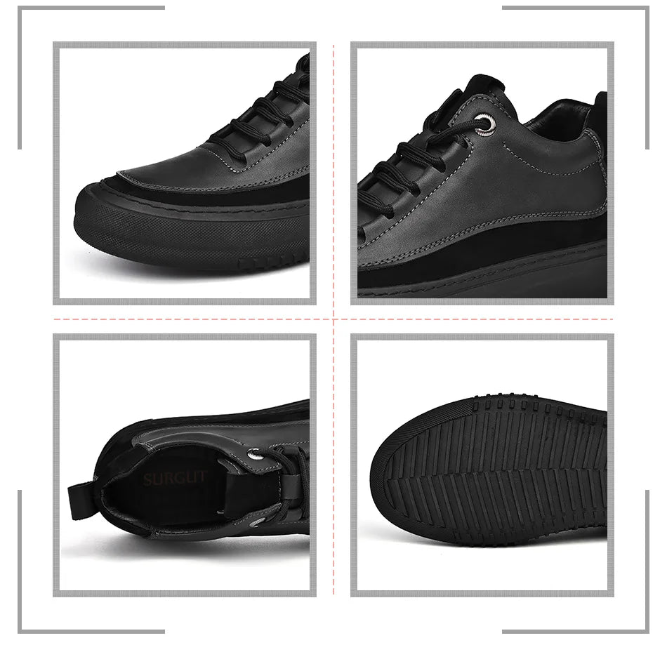 SURGUT-Chaussures décontractées en cuir de vachette pour hommes, coordonnantes, confortables, mode, épissage, semelle optique, automne, hiver, taille 38-44