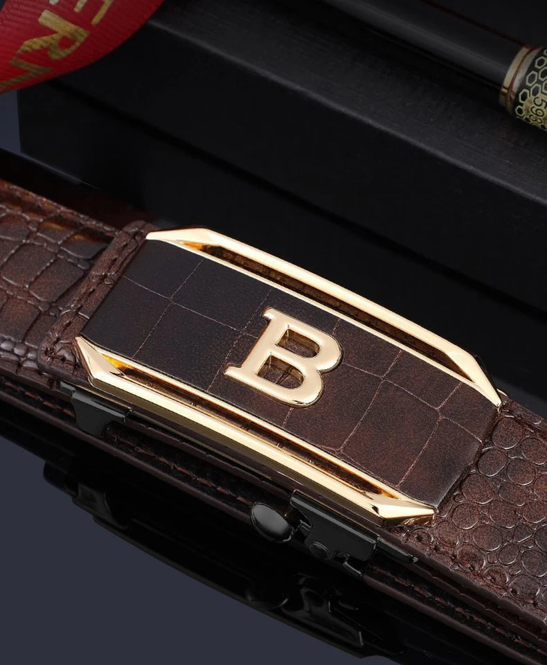 Ceinture motif Crocodile pour hommes, ceinture à boucle automatique de haute qualité, sangle en jean à la mode, accessoires tendance pour hommes