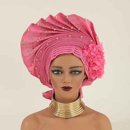 Turban africain nigérian, Bonnet Hijab Auto Gele, couvre-chef déjà fabriqué Sego Gele, bandeau pour fête de mariage