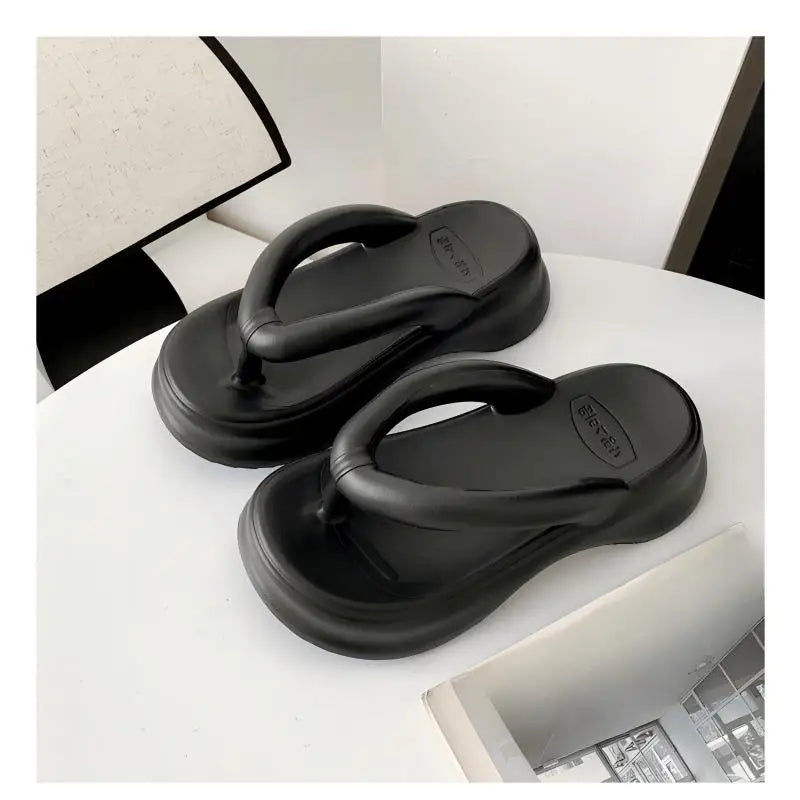 Tongs à semelles épaisses pour femmes, pantoufles Eva antidérapantes pour la maison d'été pour vêtements d'extérieur, sandales de Style coréen à la mode pour femmes