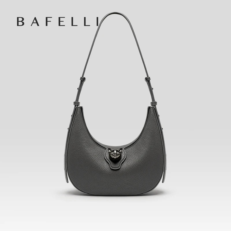 BAFELLI 2025 nouveau sac à main pour femmes série chat en cuir véritable marque de luxe mode rétro STYLE épaule HOBOS sacs à rabat femme