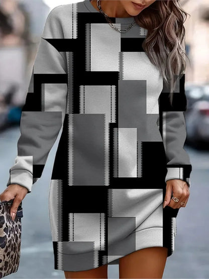 Automne hiver sweat robes pour femmes 2023 mode imprimé col rond à manches longues décontracté Robe ample nouvelle femme sweats Robe