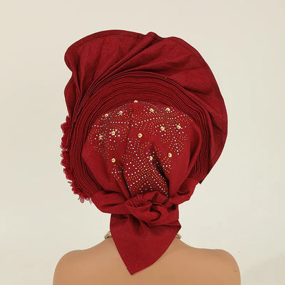 Turban africain nigérian, Bonnet Hijab Auto Gele, couvre-chef déjà fabriqué Sego Gele, bandeau pour fête de mariage