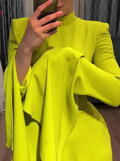 Uoozee 2024 dernier Style de mode couleur unie robe de soirée femmes printemps été manches à volants élégant a-ligne Maxi robes