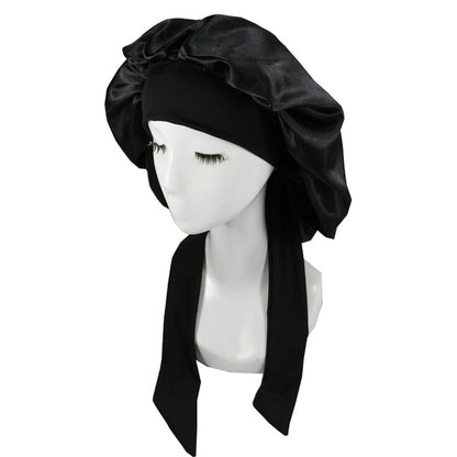Nouveau bonnet de cheveux en Satin pour dormir, Invisible, plat, Imitation soie, rond, soins capillaires pour femmes, couvre-chef, bouton de réglage de cérémonie, chapeau de nuit