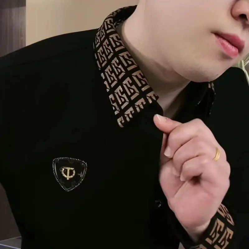 Polo à manches longues pour hommes à la mode T-shirt tendance décontracté à revers à la mode