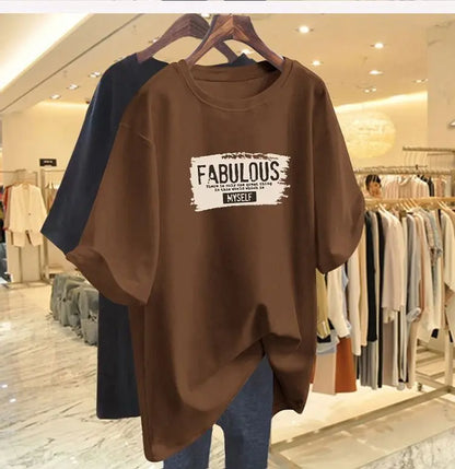 T-shirt à manches courtes et col rond pour femmes, t-shirts basiques en pur coton, t-shirt décontracté, pulls College de lettres, mode élégante d'été, 45-105 noix