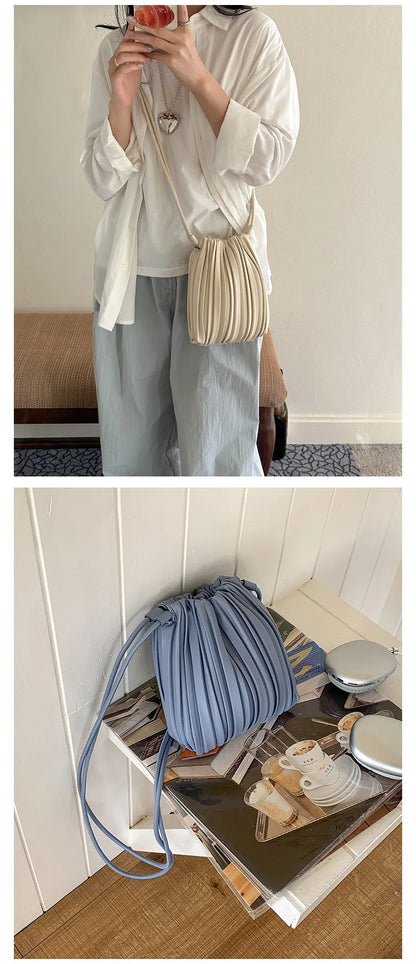 Mode d'été nouveau sac à bandoulière femmes PU simple épaule Mini sac de luxe polyvalent plissé décontracté petit sac carré
