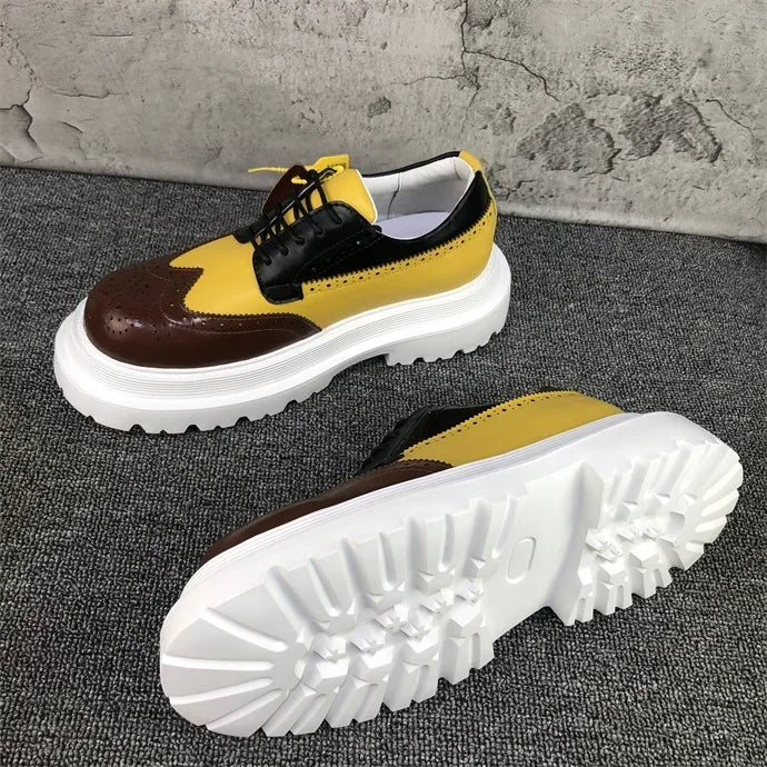 Chaussures Brogue Multi-documents en Cuir group pour Homme, Souliers à Grande Tête, Style Britannique, Décontracté, Rehausseur, Alicante zones me