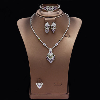 Ensemble de bijoux de mariage avec pendentif exquis, dubaï, pour fête de mariage, ensemble d'accessoires de 4 pièces, nouvelle collection 2024