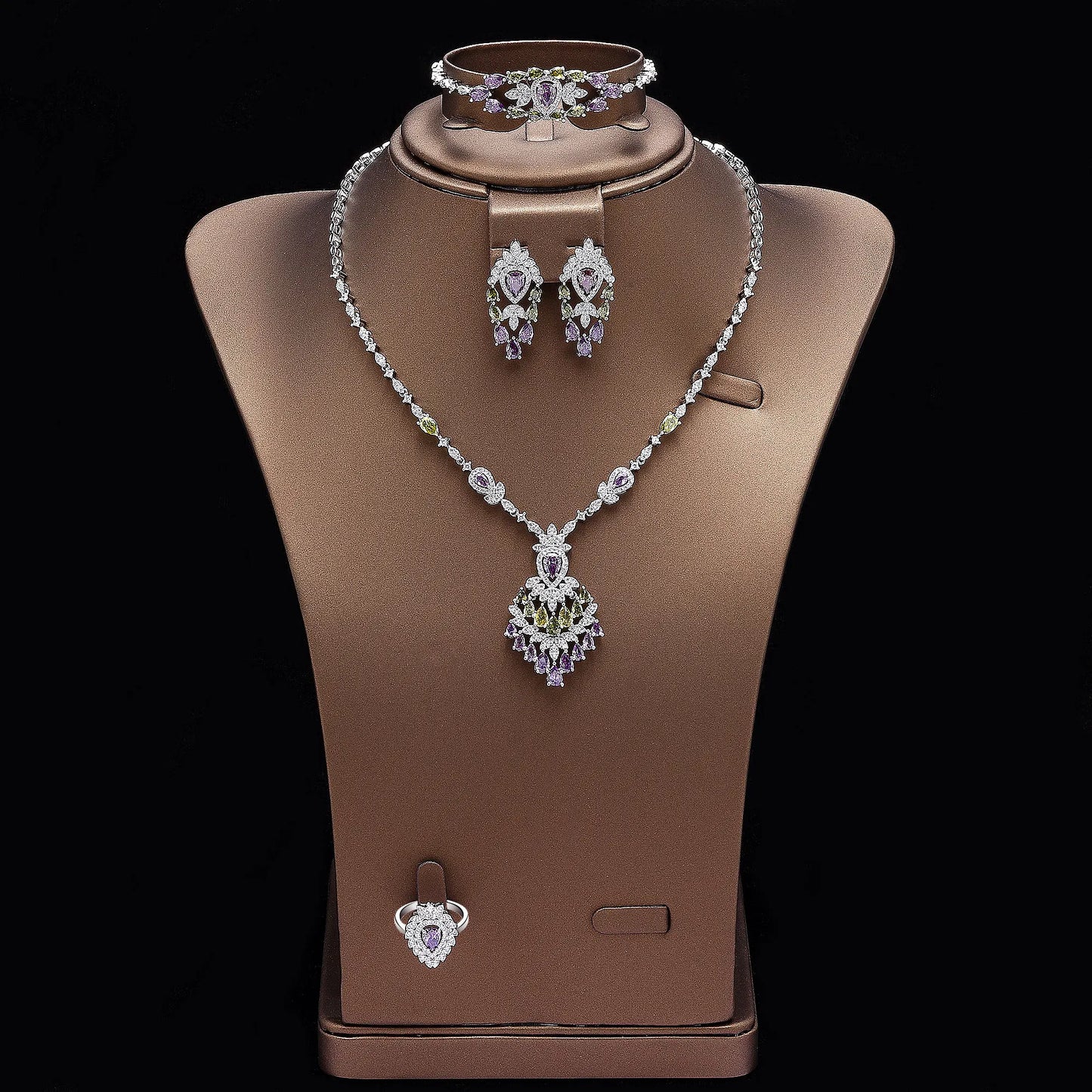 Ensemble de bijoux de mariage avec pendentif exquis, dubaï, pour fête de mariage, ensemble d'accessoires de 4 pièces, nouvelle collection 2024