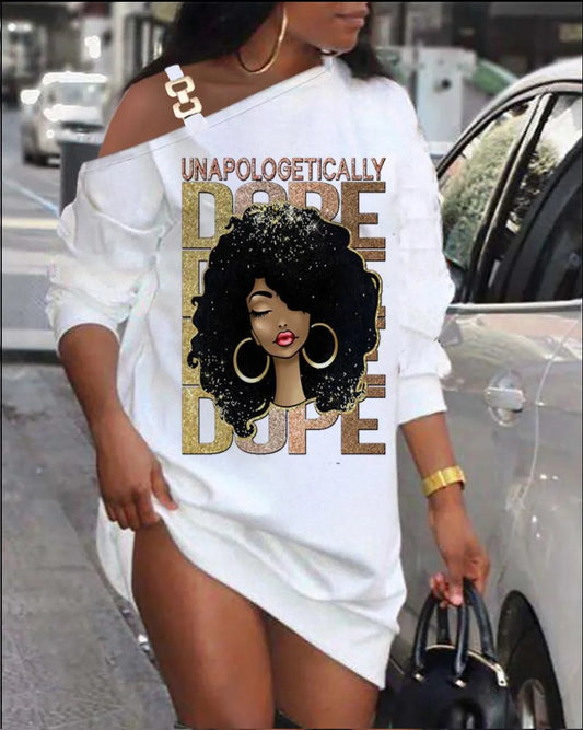 Mini robe imprimée décontractée pour femmes, mode, coupe ample, col diagonale ajouré, manches longues, robes de soirée courtes, Club, automne