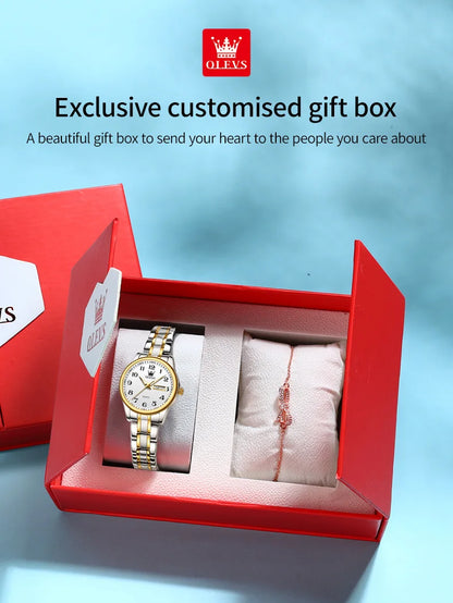 OLEVS montre à Quartz de luxe pour femmes montre élégante en acier inoxydable lumineux étanche semaine Date montre-bracelet dames robe montre