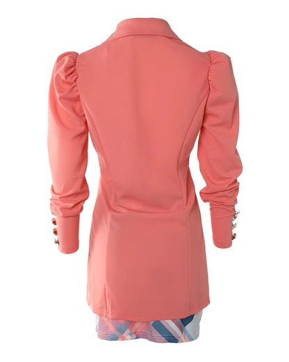 Mode polyvalent correspondant costume et jupe femmes décontracté imprimé fleuri manches bouffantes Blazer manteau et jupe ensemble dames deux pièces costume