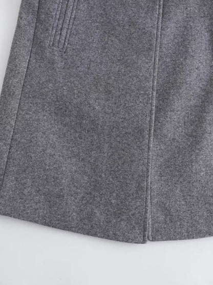 TRAF femmes 2024 automne nouvelle mode Tongle Style coupe ajustée longue manteau décontracté Chic revers bouton à manches longues manteau vêtements d'extérieur Mujer