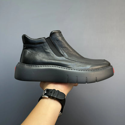 Bottes courtes montantes en cuir véritable pour hommes, chaussures décontractées, semelle optique rétro, printemps et automne, nouveau, 2025