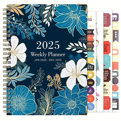 Planificateur 2025 Calendrier hebdomadaire et mensuel 2025 de janvier à décembre A5 (6,2" x 8,5") Plan de travail accaden de 12 mois Etiquettesmic