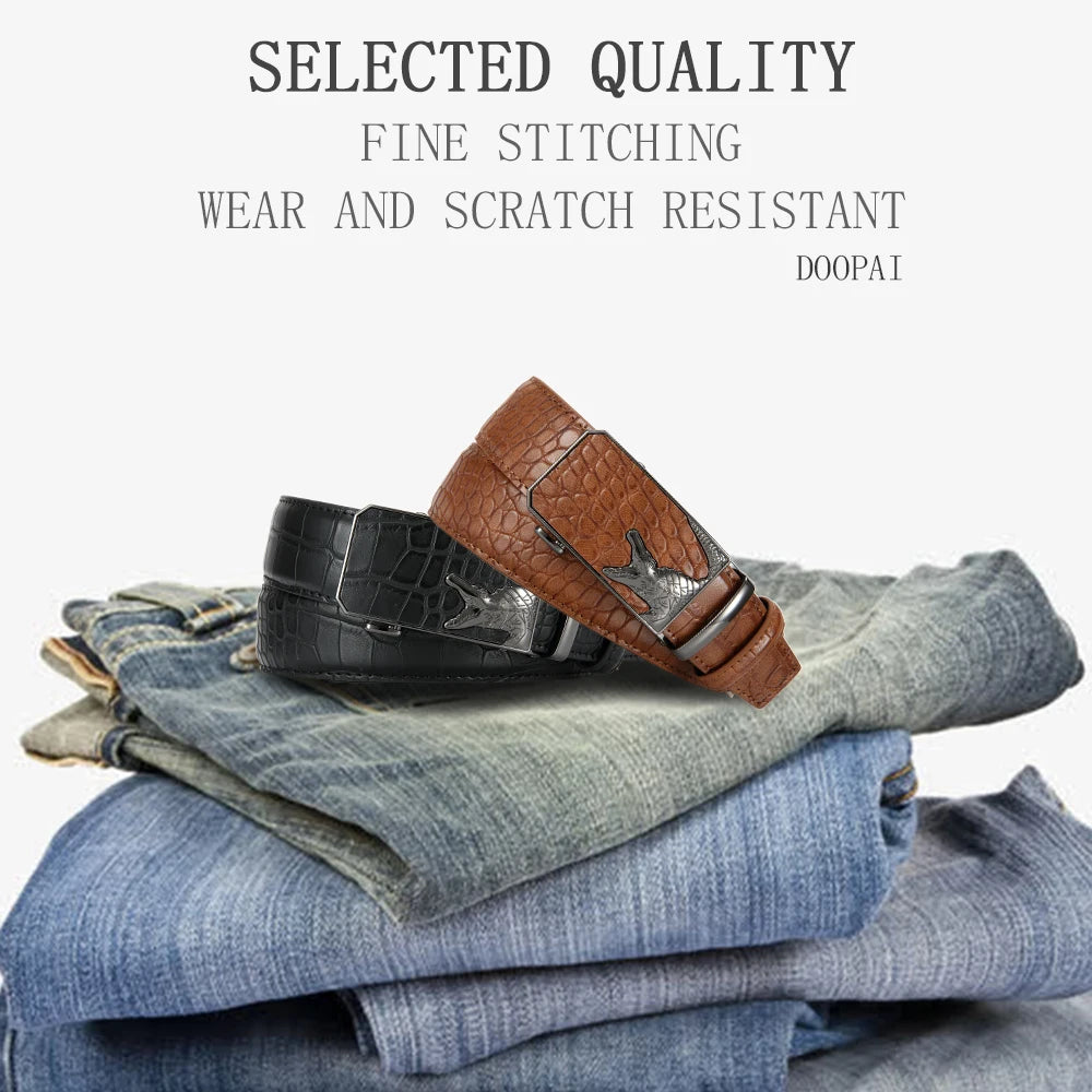 Ceinture en cuir PU pour hommes, ceinture à boucle automatique à la mode pour les affaires populaires, ceinture masculine de haute qualité