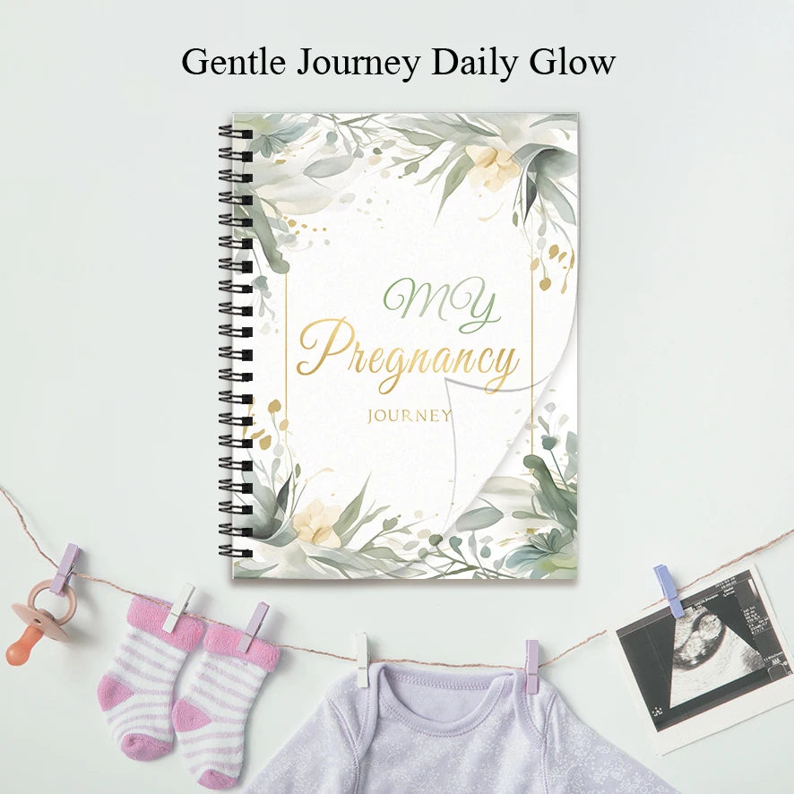 Ensemble Journal de grossesse : autocollants, traqueur hebdomadaire, livre de mémoire florale de style Ink (8,3 x 11,2", 32 pages) - Registre prénatale, nouvelle maman Gi