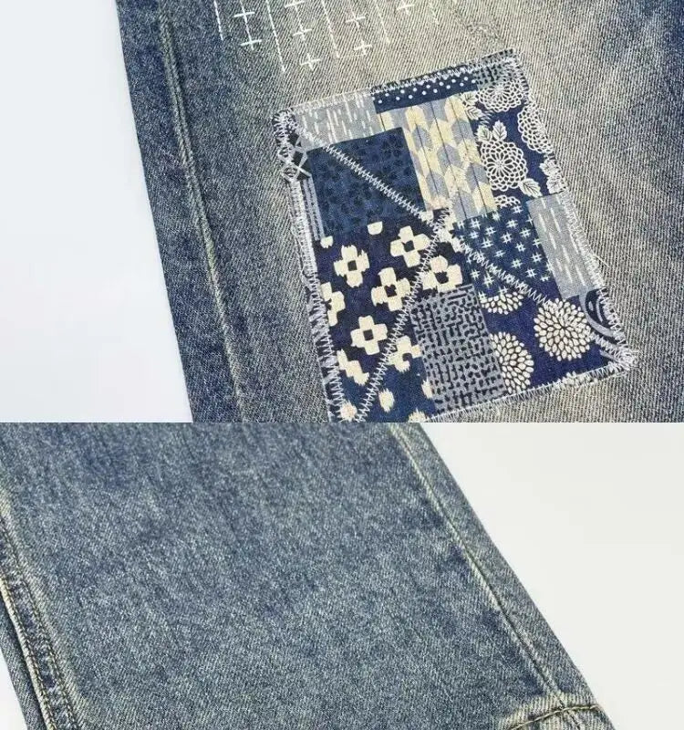 Jean Baggy Vintage en détresse Patchwork jean homme droit ample haute rue Hip-hop pantalons longs vêtements pour hommes jean pour homme