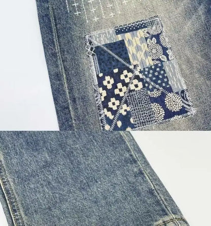 Jean Baggy Vintage en détresse Patchwork jean homme droit ample haute rue Hip-hop pantalons longs vêtements pour hommes jean pour homme
