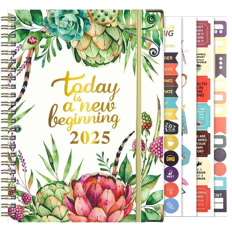 Planificateur 2025 Calendrier hebdomadaire et mensuel 2025 de janvier à décembre A5 (6,2" x 8,5") Plan de travail accaden de 12 mois Etiquettesmic