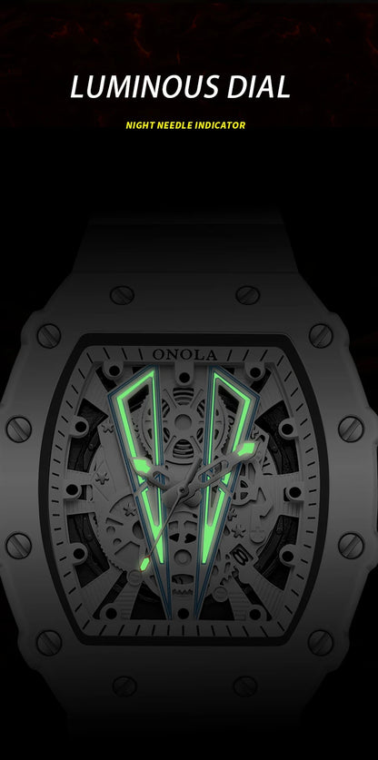 ONOLA-Montre Tonneau Blanche pour Homme, Horloge Masculine, Calendrier Showous, Degré d'Eau, Bande en Silicone
