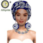 Turbans - bandeaux africains pour femme foulard africain couvre-chef nigérian avec boucle d'oreille assortie Dashiki Ankara cire S20H004