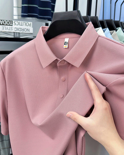 2025 Chemise polo gaufrée sportive pour hommes |   Tailles supérieures de Tennis de Golf évacuant l'humidité S-5XL, boutons-pression, antibactérien 7A de haute qualité