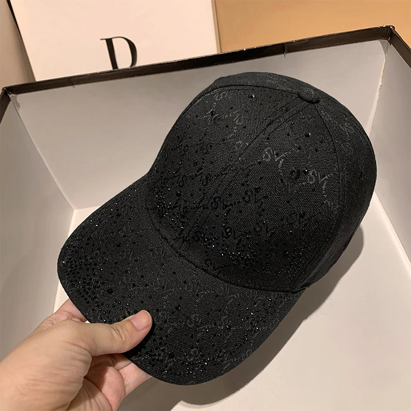 Casquette de Baseball avec lettres en strass pour femmes et hommes, visière de Sport, à rabat, chapeaux de soleil pour femmes, de luxe de styliste