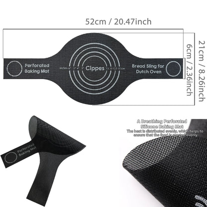 Élingue à pain en silicone pour four hollandais, tapis de cuisson réutilisable avec longs poignées, doublures antiadhésives pour pâte à pâtisserie transformée