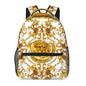 Sacs à dos de discussion dorés à motif baroque, sac d'école léger, sac à livres étudiant, sac à dos unisexe pour ordinateur portable, voyage, randonnée, camping