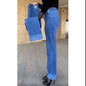 Jean femme d'âge moyen printemps automne taille extensible pantalon en Denim droit grande taille ample taille haute décontractée noir bleu pantalon