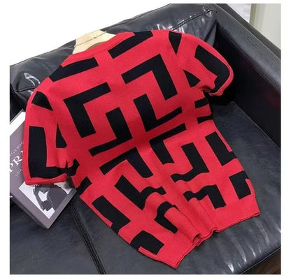 Polo BS été nouveaux hommes mince Vintage à manches courtes tricot t-shirt rayé imprimé col rond graphique t-shirts pour hommes Camiseta Masculina