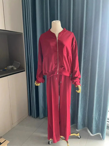 2025 automne femmes survêtement costume noir à manches longues manteau taille haute jambe large pantalons longs ensemble femme mode vêtements de sport dame