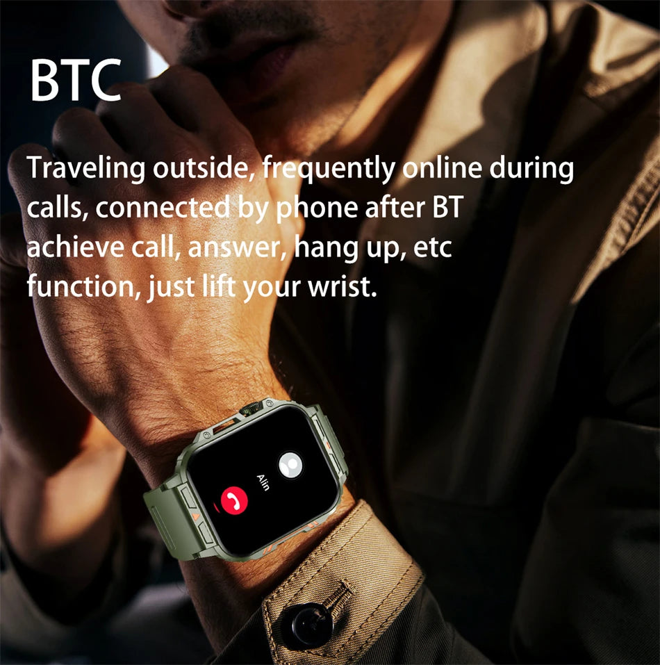 2024 nouveau 1.95 extérieur militaire homme montre intelligente hommes Bluetooth appel Smartwatch hommes pour Android IOS IP68 étanche Ftiness montres