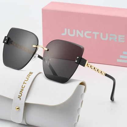 JUNCTURE femmes sans bordure lunettes de soleil Vintage mode oeil de chat lunettes de soleil dégradé dame fête vacances cadeaux lunettes de soleil pour les femmes