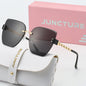 JUNCTURE femmes sans bordure lunettes de soleil Vintage mode oeil de chat lunettes de soleil dégradé dame fête vacances cadeaux lunettes de soleil pour les femmes