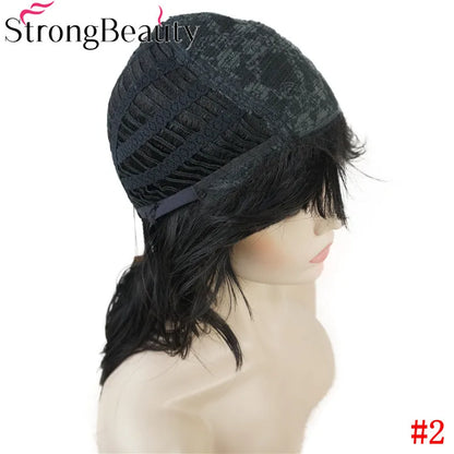 Perruque synthétique ondulée mi-longue pour femmes, cheveux naturels, sans capuchon