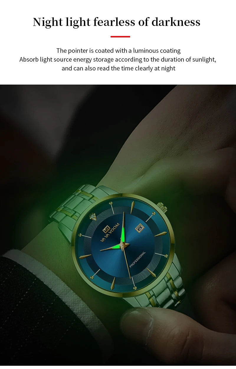 2024 nouveaux hommes montre en acier inoxydable Style d'affaires de luxe strass 43mm bleu or Quartz mouvement montre-bracelet Relogios Masculino