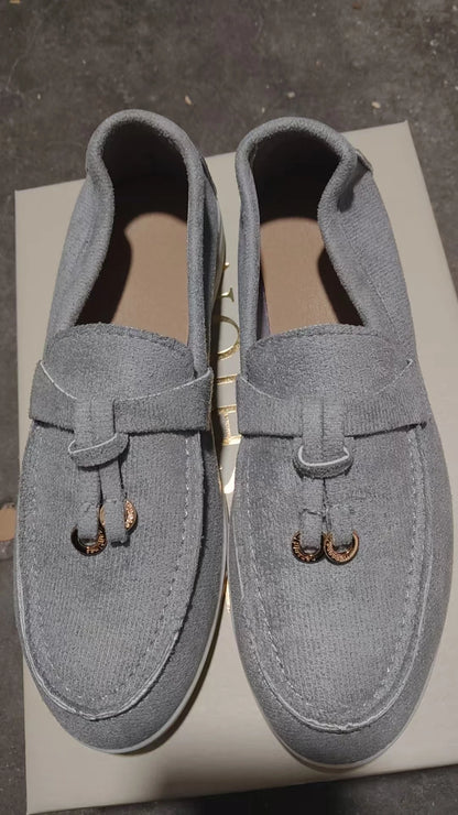 Nouveau Lefu chaussures femmes en cuir souple rétro paresseux homme étape sur semelle épaisse fond plat confortable chaussure unique