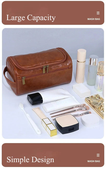 Trousse de toilette en cuir pour hommes et femmes, Kit Dopp, trousse de toilette suspendue pour hommes, trousse de toilette de voyage pour voyager, grand sac à cosmétiques pour T
