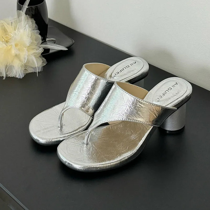 Chaussures rouges mode talons ronds dames pantoufles femmes tongs élégantes femmes pantoufles à talons sandales diapositives chaussures pompes