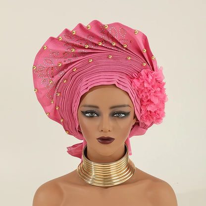 Turban africain nigérian, Bonnet Hijab Auto Gele, couvre-chef déjà fabriqué Sego Gele, bandeau pour fête de mariage