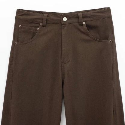 TRAF femmes jean marron taille haute poche Vintage Baggy jean femme pantalons longs décontractés printemps pantalon Streetwear été 2025