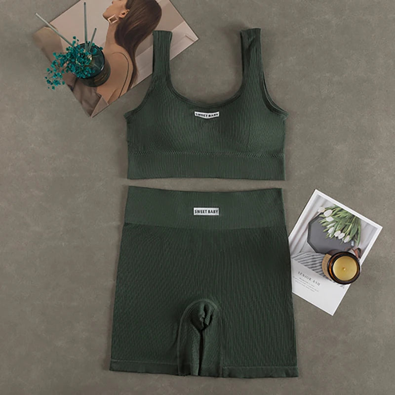 Ensemble de Yoga sans couture pour femmes, combinaisons d'entraînement, de Fitness, soutien-gorge, Leggings taille haute, Sexy, décolleté en V profond, vêtements de Sport, nouvelle collection 2024