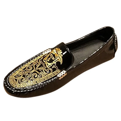 Chaussures Décontractées en Cuir Verni Astronomique Souple pour Homme, Style Coréen, Décontracté, en Une Étape, Style Britannique, pour Paresseux, Nouvelle Collection Printemps Été