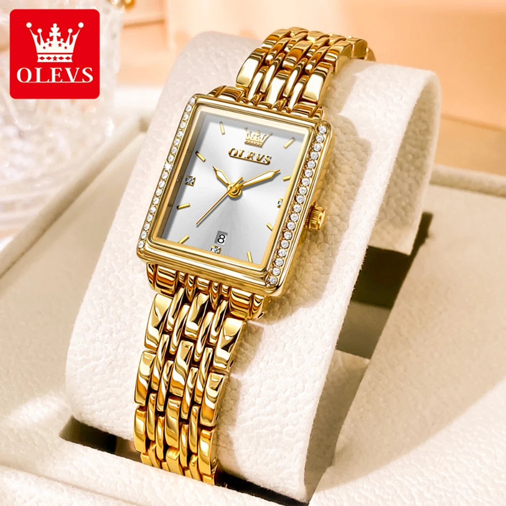 OLEVS-Montre-bracelet à quartz étanche élégante pour femme, date automatique, marque supérieure, montre originale pour femme, luxe, 9995, 2025
