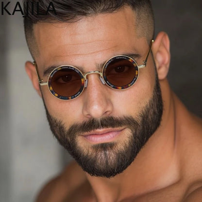 Lunettes de soleil rondes Steampunk à petite monture pour hommes, marque de luxe rétro Punk, lunettes de conduite classiques, UV400, 2025
